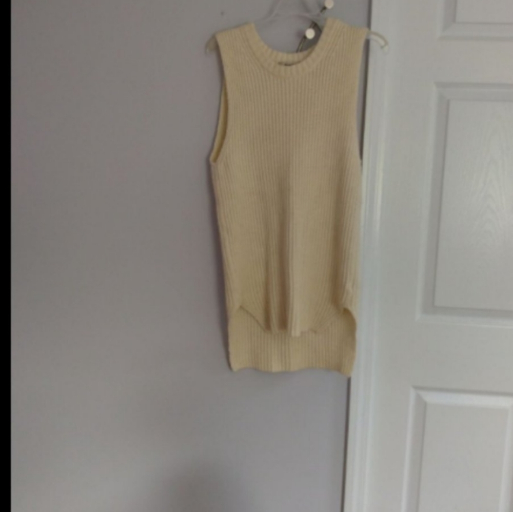 Madewell Womens Cream Yak Sleevless Tunic Sweater Sz XS